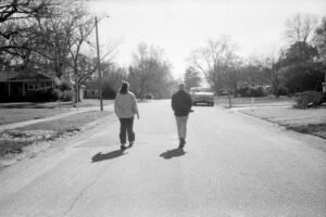 People walking down a street